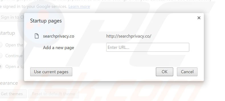 Suppression de la page d'accueil de searchprivacy.co dans Google Chrome 