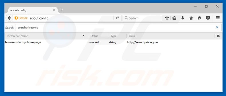 Suppression du moteur de recherche par défaut de searchprivacy.co dans Mozilla Firefox 