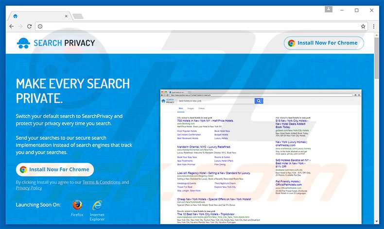 Site web publicisant searchprivacy.co