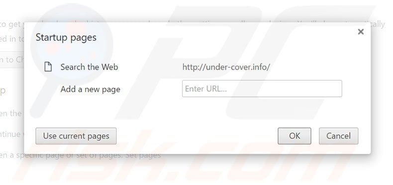 Suppression de la page d'accueil under-cover.info dans Google Chrome 