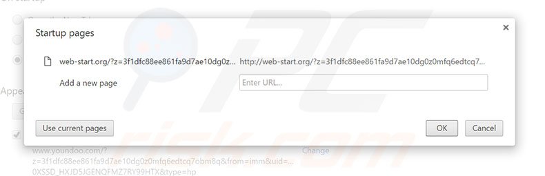 Suppression de la page d'accueil de web-start.org dans Google Chrome