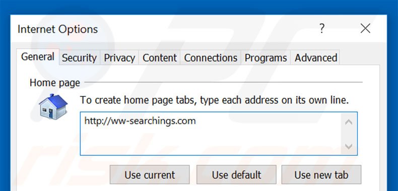 Suppression de la page d'accueil de ww-searchings.com dans Internet Explorer