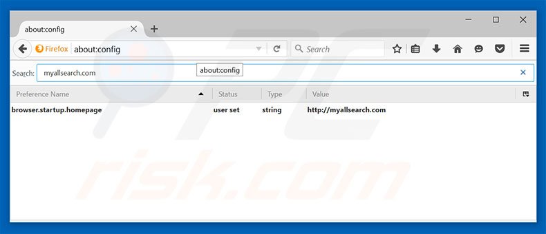 Suppression du moteur de recherche par défaut de myallsearch.com dans Mozilla Firefox