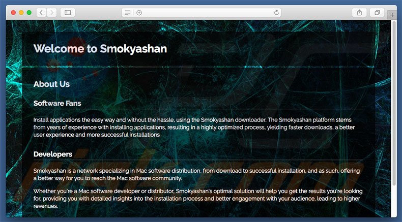 Site web douteux utilisé pour publiciser search.smokyashan.com