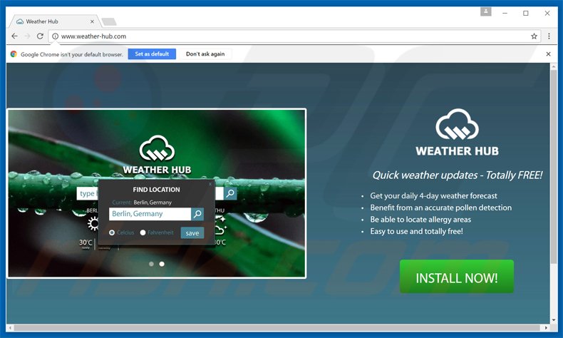 weather-hub pup redirigeant vers le site web searchespro.com 
