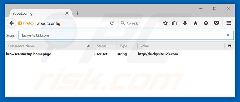 Suppression du moteur de recherche par défaut de luckysite123.com from Mozilla Firefox 
