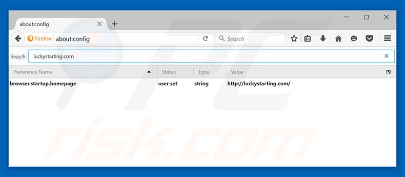 Suppression du moteur de recherche par défaut de luckystarting.com dans Mozilla Firefox 