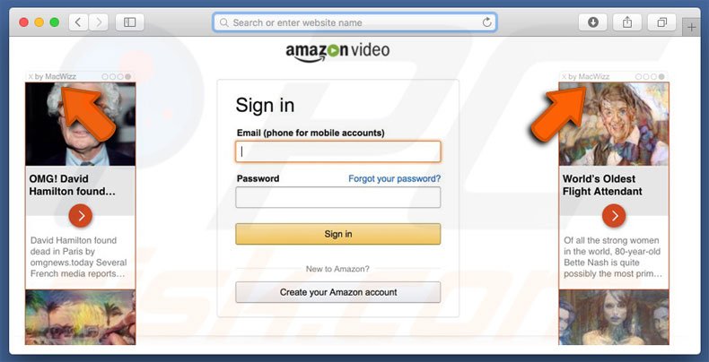 Site web douteux utilisé pour publiciser MacWizz