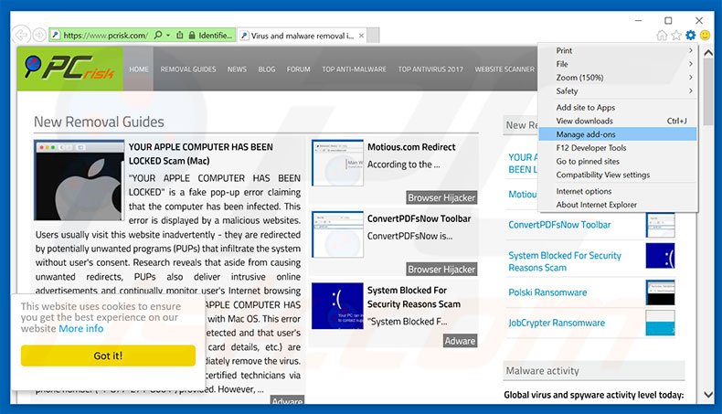 Suppression des publicités Wizzcaster dans Internet Explorer étape 1