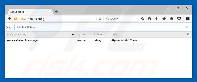 Suppression du moteur de recherche par défaut d'initialsite123.com dans Mozilla Firefox 
