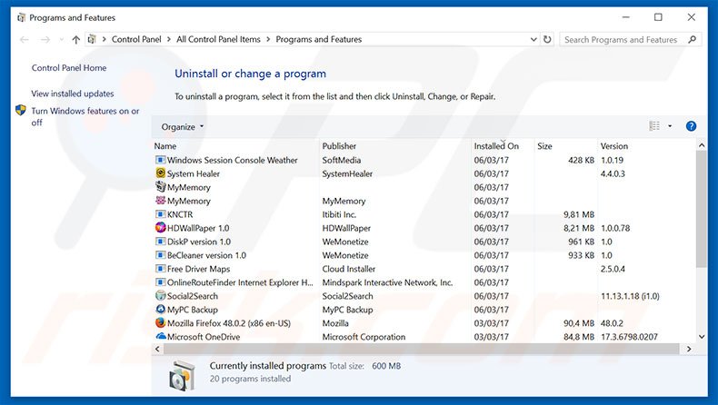 Désinstallation du pirate de navigateur launchpage.org via le Panneau de Configuration