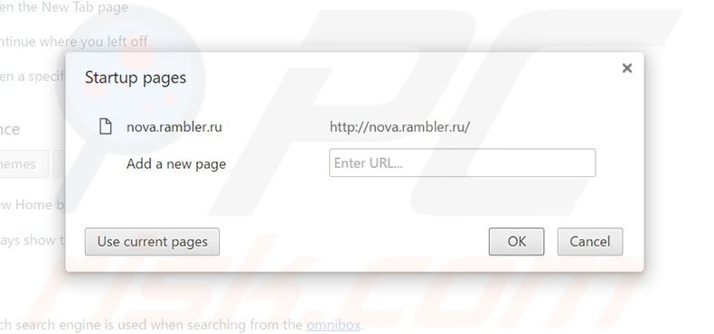Suppression de la page d'accueil de rambler.ru dans Google Chrome