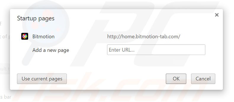 Suppression de la page d'accueil de home.bitmotion-tab.com dans Google Chrome 