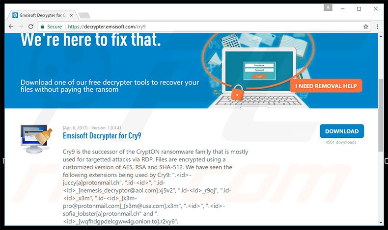 Télécharger le décrypteur de Cry9 