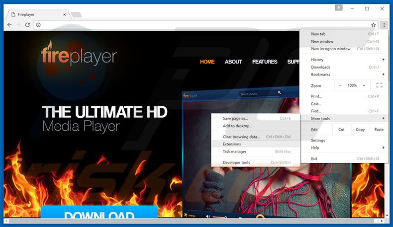 Removing FirePlayer  ads from Google Chrome step 1