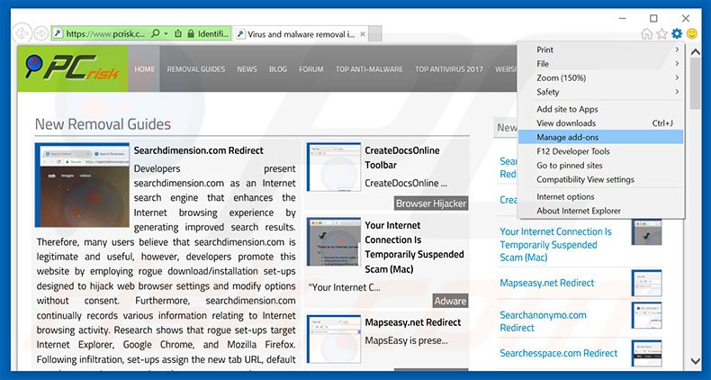 Suppression des publicités Malicious Pornographic Spyware/Riskware Detected dans Internet Explorer étape 1