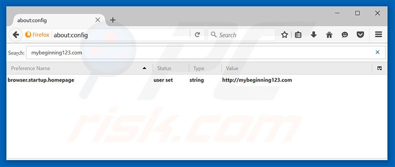 Suppression du moteur de recherche par défaut de mybeginning123.com dans Mozilla Firefox 