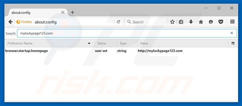 Suppression du moteur de recherche par défaut de myluckypage123.com dans Mozilla Firefox 