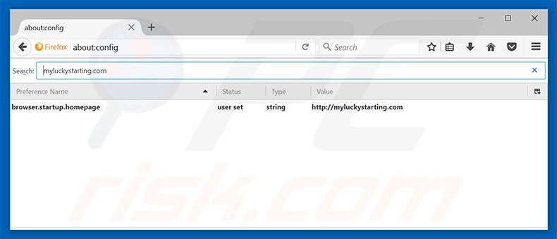 Suppression du moteur de recherche par défaut de myluckystarting.com dans Mozilla Firefox 