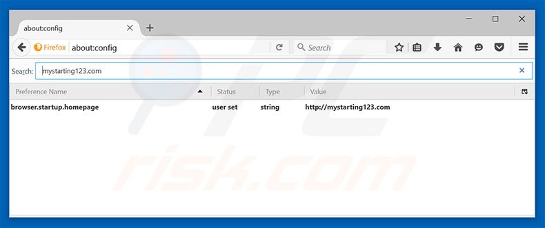 Suppression du moteur de recherche par défaut de mystarting123.com dans Mozilla Firefox