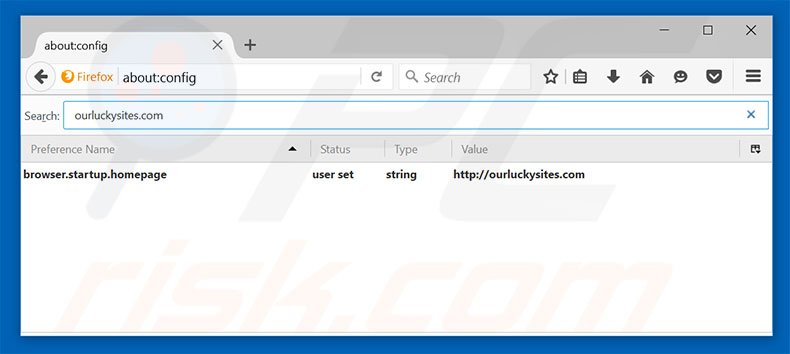 Suppression du moteur de recherche par défaut d'ourluckysites.com dans Mozilla Firefox 