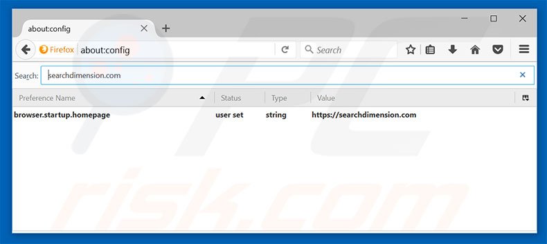 Suppression du moteur de recherche par défaut de searchdimension.com dans Mozilla Firefox 