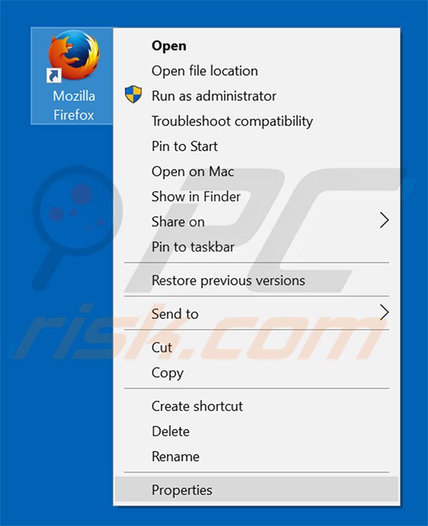 Suppression du raccourci cible de searchesspace.com dans Mozilla Firefox étape 1