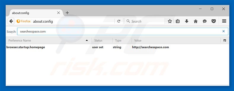 Suppression du moteur de recherche par défaut de searchesspace.com dans Mozilla Firefox 