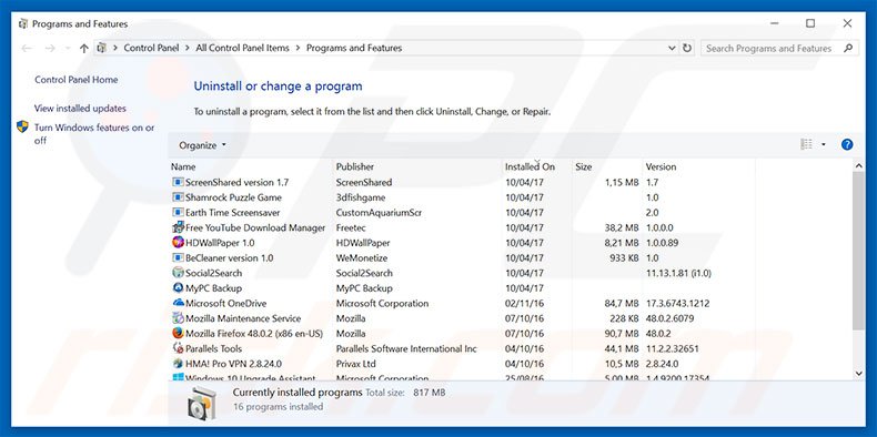 Désinstallation du pirate de navigateur searchesspace.com via le Panneau de Configuration