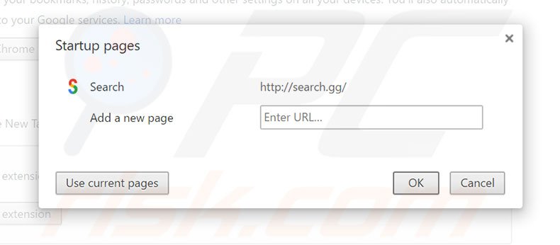 Suppression de la page d'accueil de search.gg dans Google Chrome 