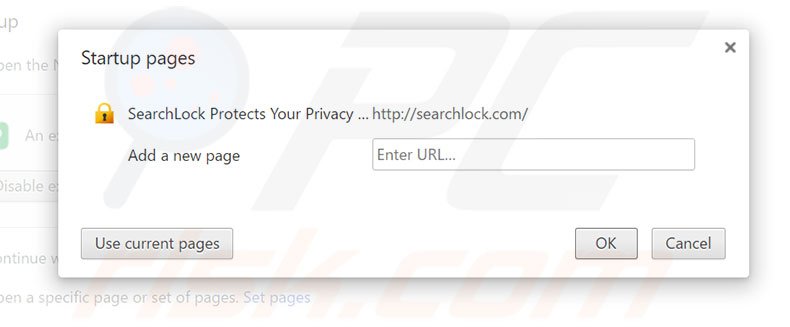 Suppression de la page d'accueil de searchlock.com dans Google Chrome 