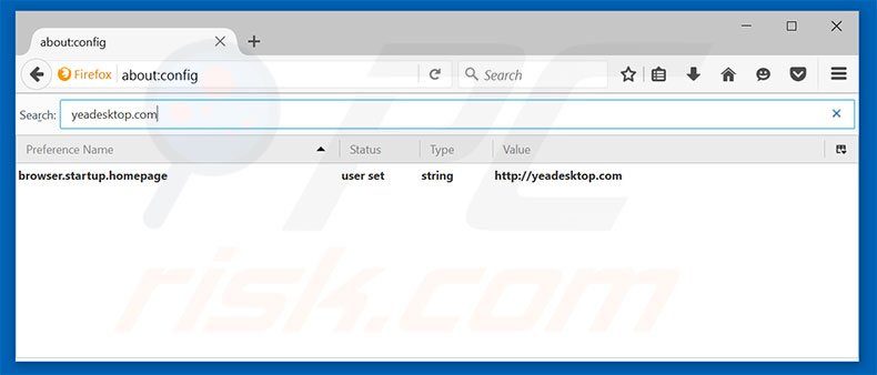Suppression du moteur de recherche par défaut d'yeadesktop.com dans Mozilla Firefox 