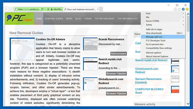 Suppression des publicités ad.dumedia.ru dans Internet Explorer étape 1