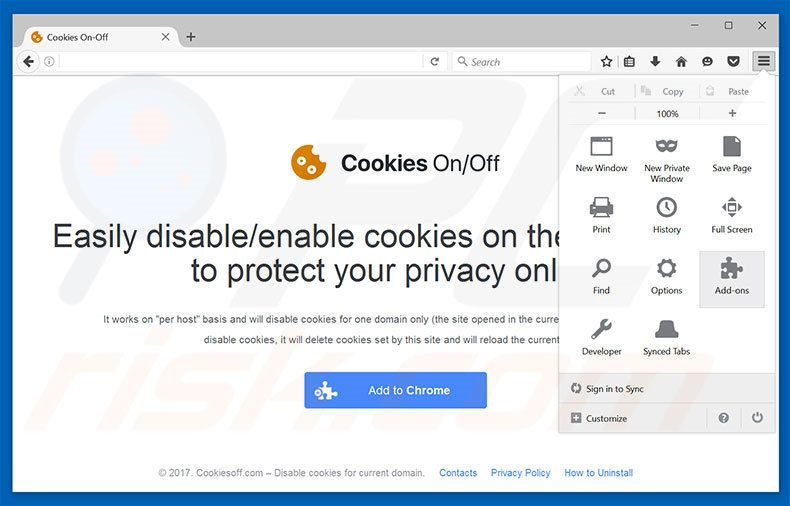 Suppression des publicités Cookies On-Off dans Mozilla Firefox étape 1