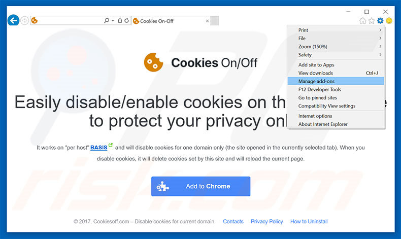 Suppression des publicités Cookies On-Off dans Internet Explorer étape 1