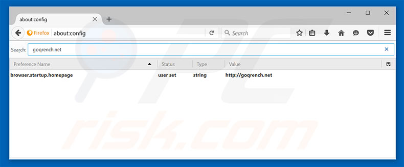Suppression du moteur de recherche par défaut de goqrench.net dans Mozilla Firefox