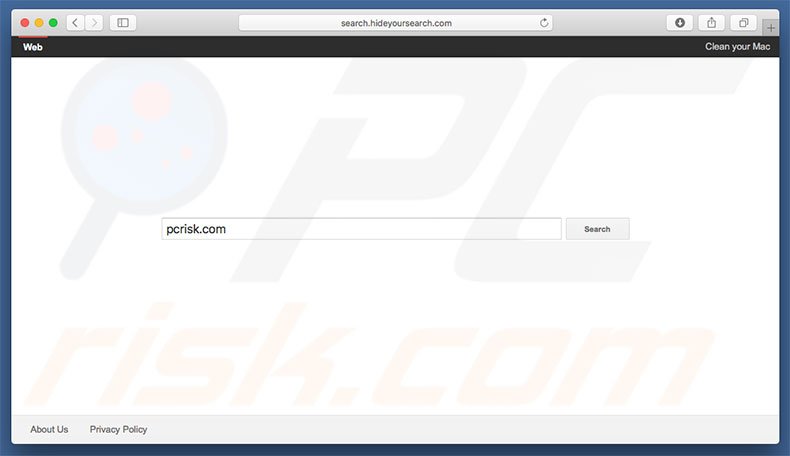 Pirate de navigateur search.hideyoursearch.com sur un ordinateur Mac