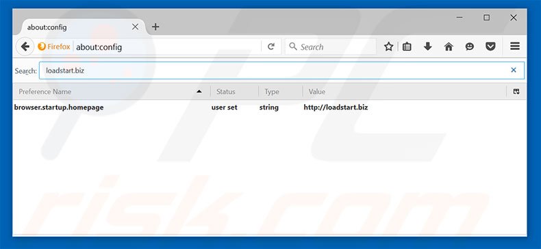 Suppression du moteur de recherche par défaut de loadstart.biz dans Mozilla Firefox 