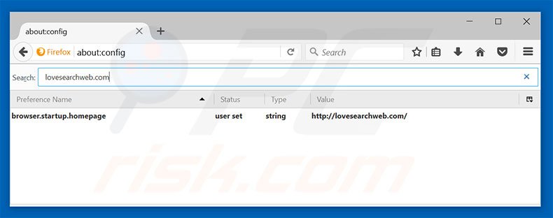 Suppression du moteur de recherche par défaut de lovesearchweb.com dans Mozilla Firefox 