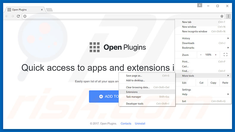 Suppression des publicités Open Plugins dans Google Chrome étape 1