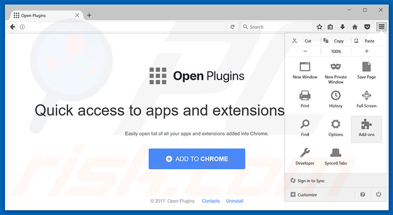 Suppression des publicités Open Plugins dans Mozilla Firefox étape 1