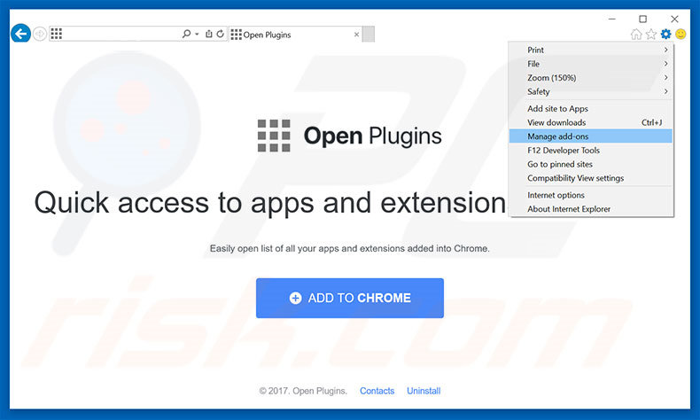 Suppression des publicités Open Plugins dans Internet Explorer étape 1