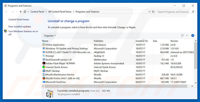 Désinstallation du logiciel de publicité Open Plugins via le Panneau de Configuration