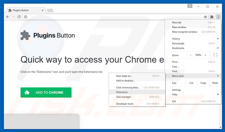 Suppression des publicités Plugins Button dans Google Chrome étape 1