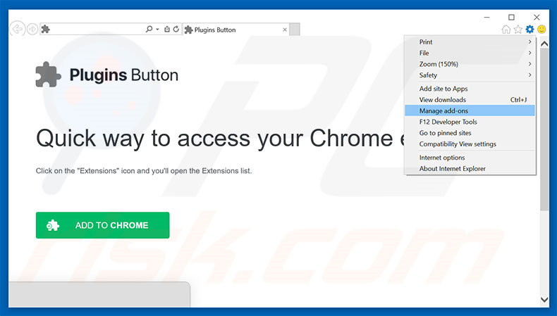 Suppression des publicités Plugins Button dans Internet Explorer étape 1