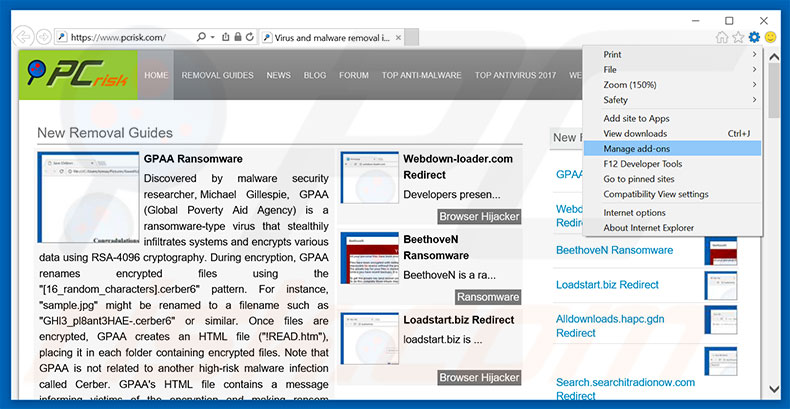 Suppression des publicités Activité de Rançongiciel Suspect dans Internet Explorer étape 1