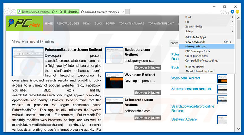 Suppression des publicités adsbtrack.com dans Internet Explorer étape 1