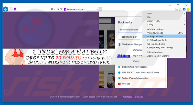 Suppression des publicités Bookmarks Access dans Internet Explorer étape 1