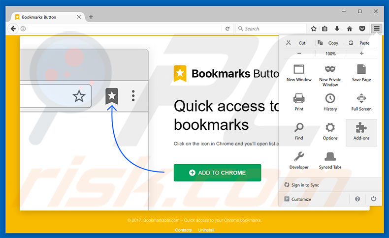 Suppression des publicités Bookmarks Button dans Mozilla Firefox étape 1