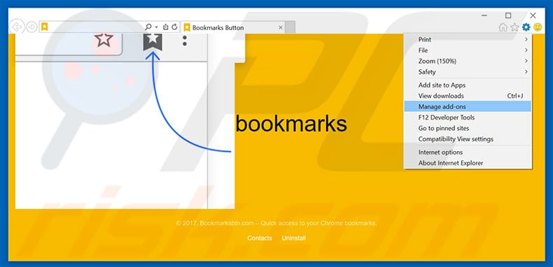 Suppression des publicités Bookmarks Button dans Internet Explorer étape 1